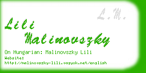 lili malinovszky business card